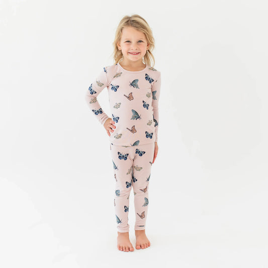 Long Sleeve Pajamas in Blush Butterfly