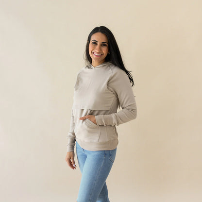 Women's French Terry Nursing Hoodie in Almond